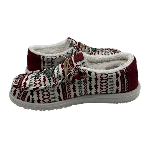 Hey Dude Wally Merry Fishmas Sweater Loafers Men\'s 9 Red Green Christmas Slip On main image 6